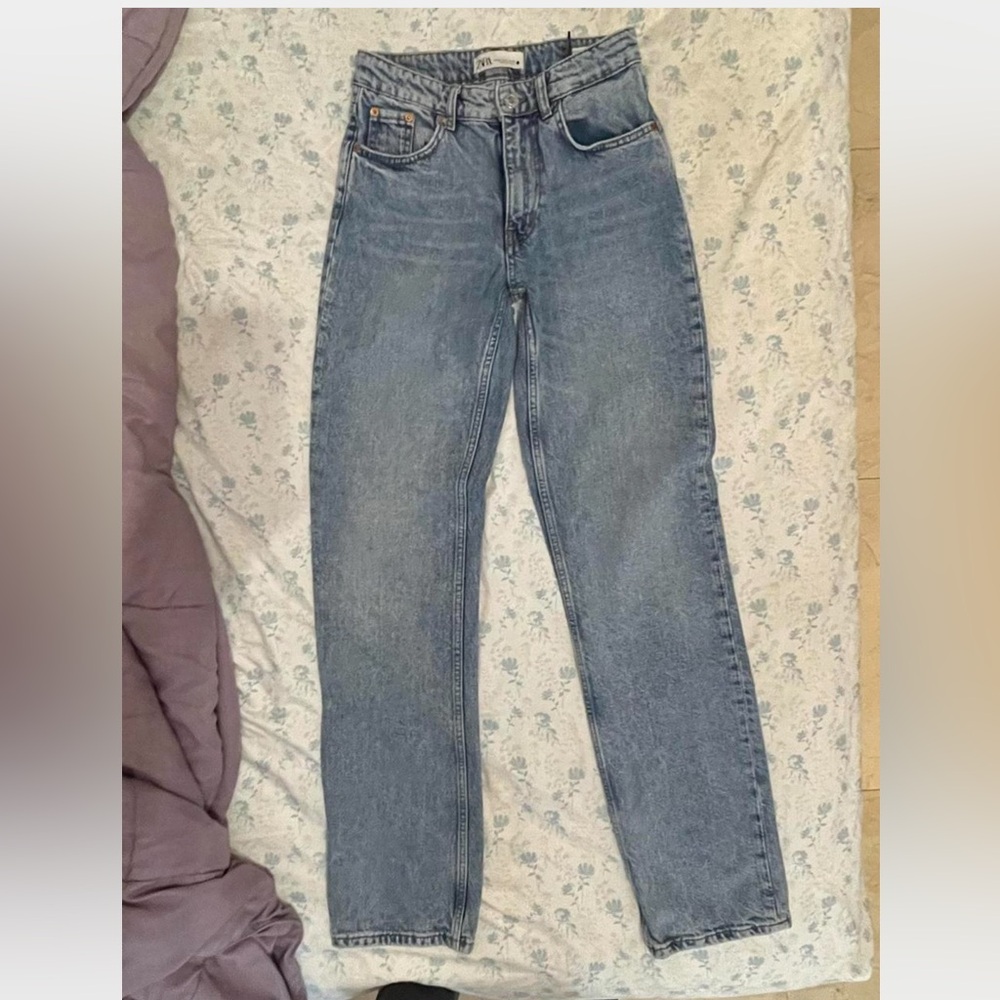 Zara Light Blue Straight Leg Jeans